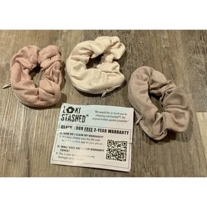 Loki Stashed 3pk Zipper Pocket Velvet Hair Ties Cloth